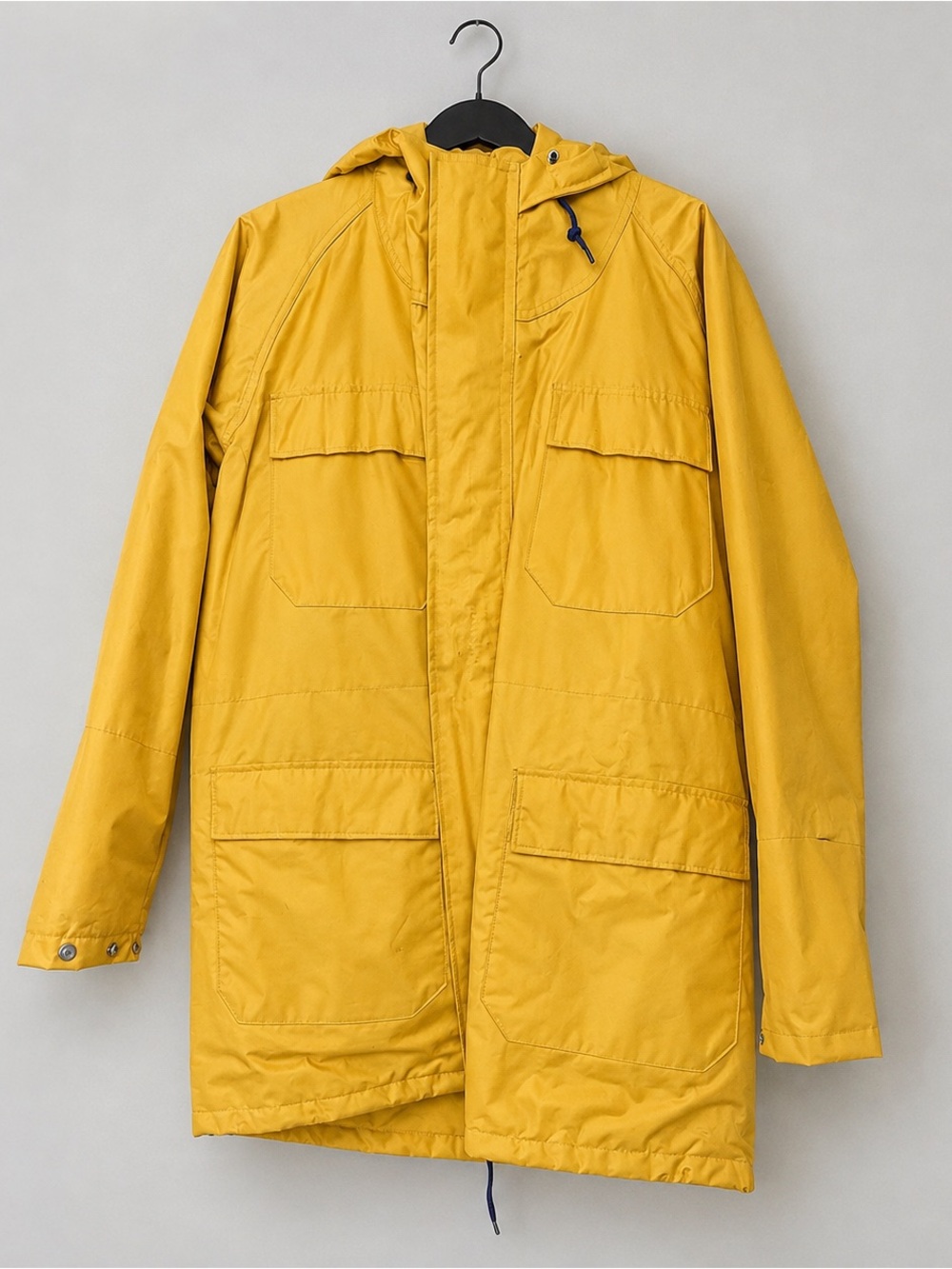 Men's Yellow Hooded 3/4 length Rain Jacket